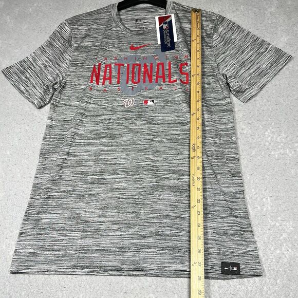 Nike Washington Nationals Dri Fit Shirt Mens Medium Gray Heather Short Sleeve - Picture 8 of 13